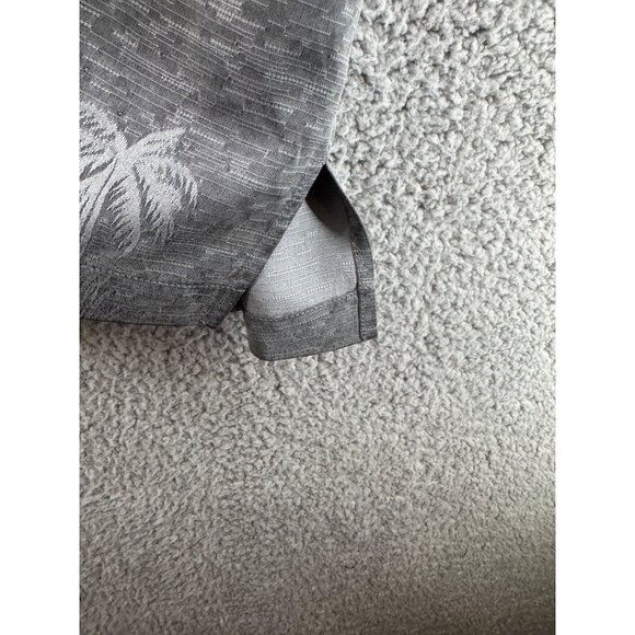 Tommy Bahama Palm Tree Print 100% Silk Button-Up Short Sleeve Shirt Gray Size L - Picture 6 of 9